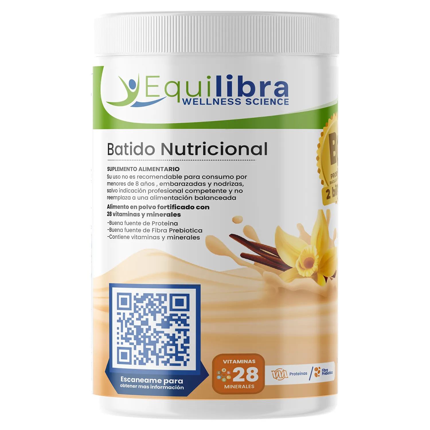 Equilibra Batido Vainilla: Nutrición Completa + 2 Billones de Probióticos para tu Bienestar Digestivo